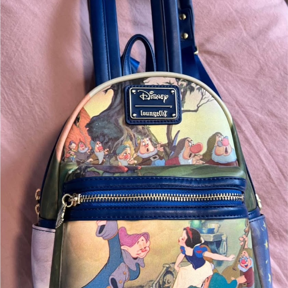 Loungefly Blue Snow White & Seven Dwarfs Mini Backpack - Character Print